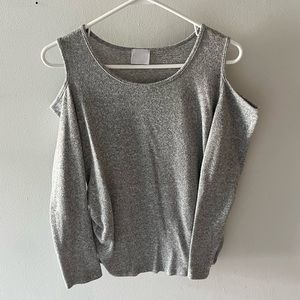 Sexy Shoulder Cut Out Grey Soft Long Sleeve Maternity Shirt
